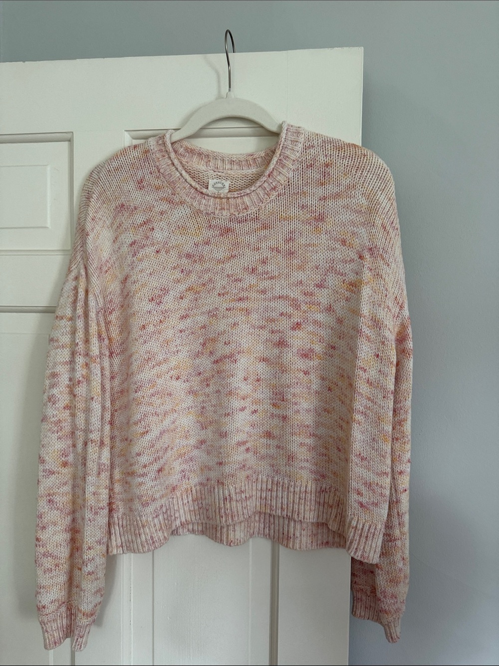 Speckled Pink Crewneck Sweater - Women's Relaxed Fit